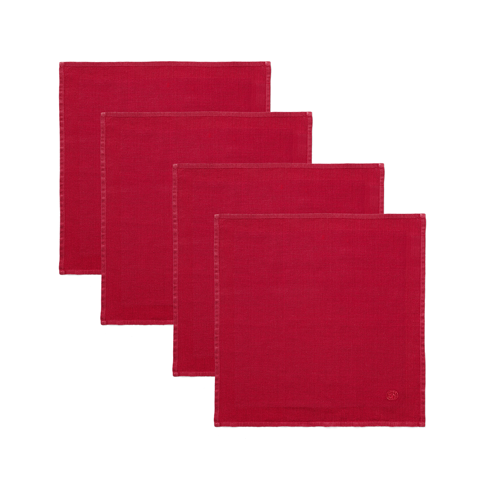 4 pcs. Linen Napkins, Deep Red