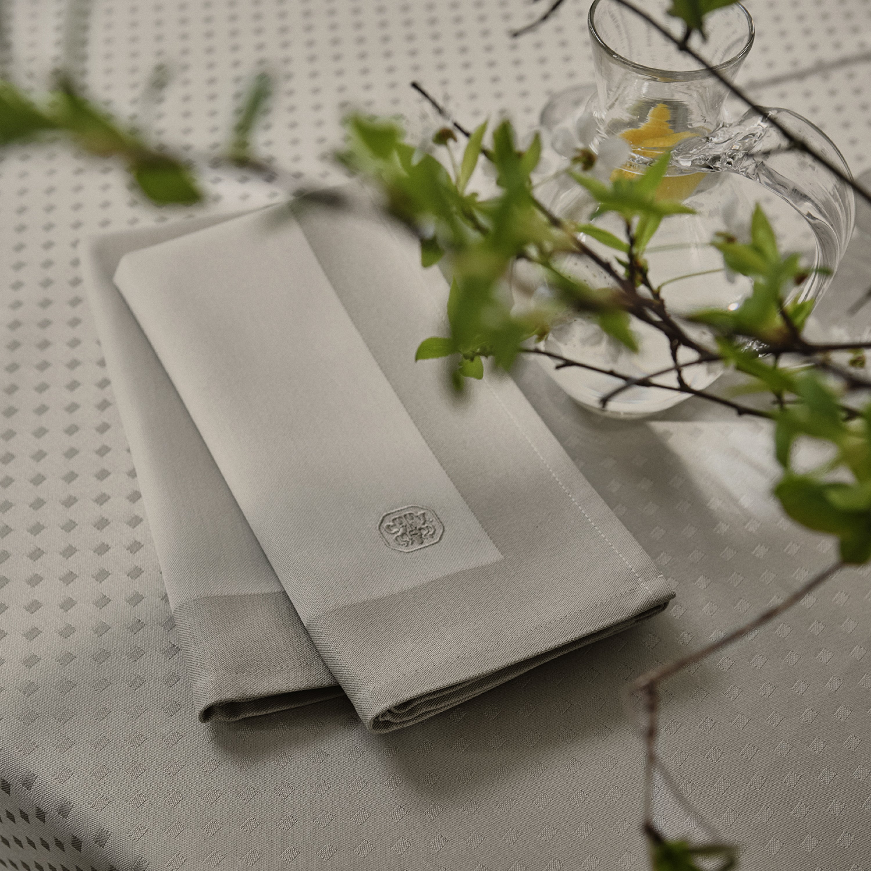 2 pcs. Damask Napkins with Embroidered Logo